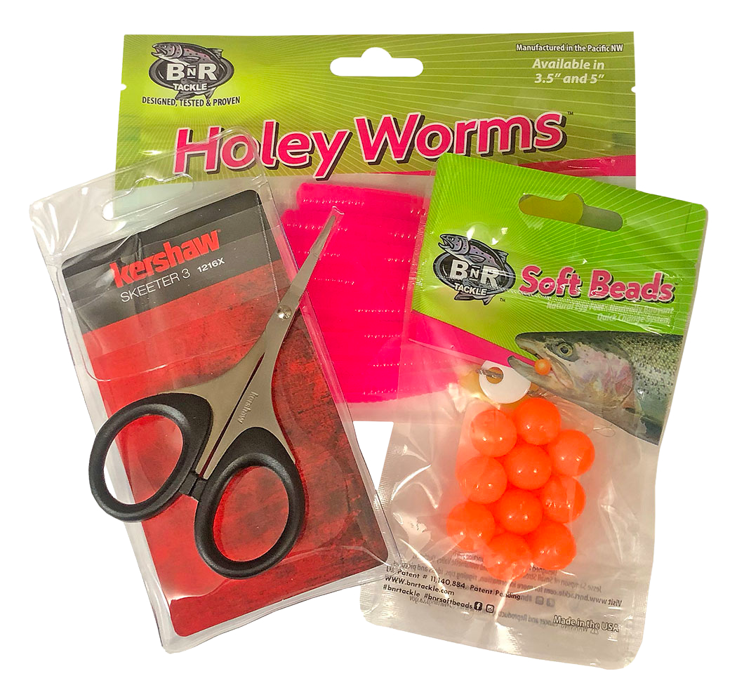 Get a FREE pack of BnR Beads, BnR Holey Worms and a pair of Kershaw br –  Salmon Trout Steelheader