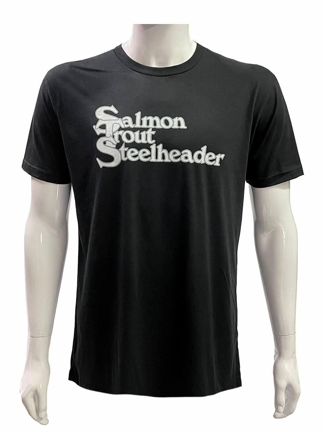 Salmon Trout Steelheader T-Shirt Black w/ Silver Logo